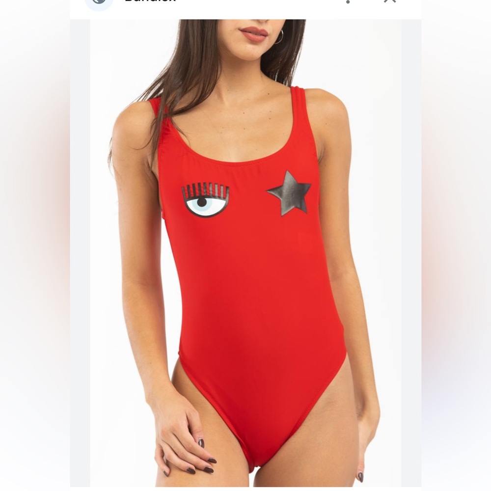 Chiara Ferragni Red One-piece with Eye and Star Design Swimsuit ❤️🧿